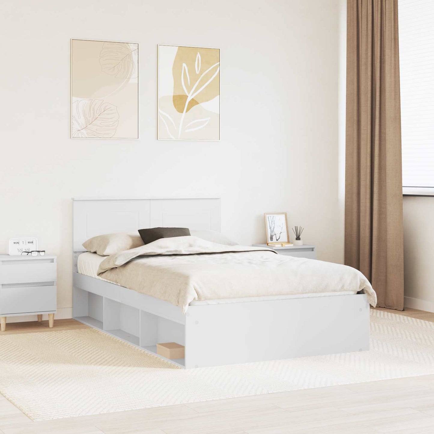Bedframe met hoofdeinde Wit 120 x 200 cm Bewerkt hout