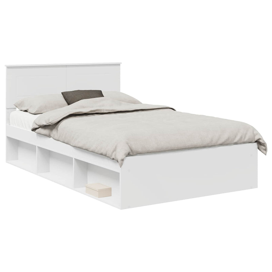Bedframe met hoofdeinde Wit 120 x 200 cm Bewerkt hout