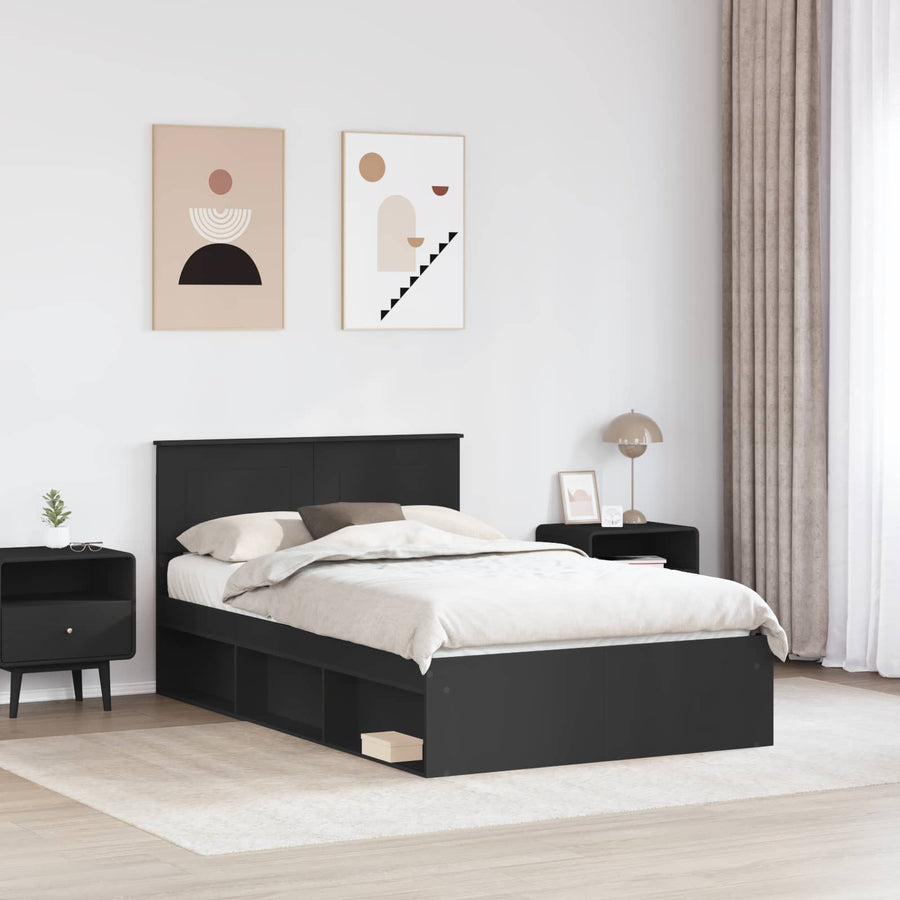 Bedframe met hoofdeinde Zwart 120 x 200 cm Bewerkt hout