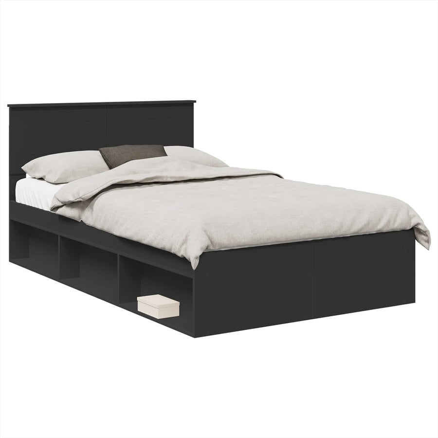 Bedframe met hoofdeinde Zwart 120 x 200 cm Bewerkt hout
