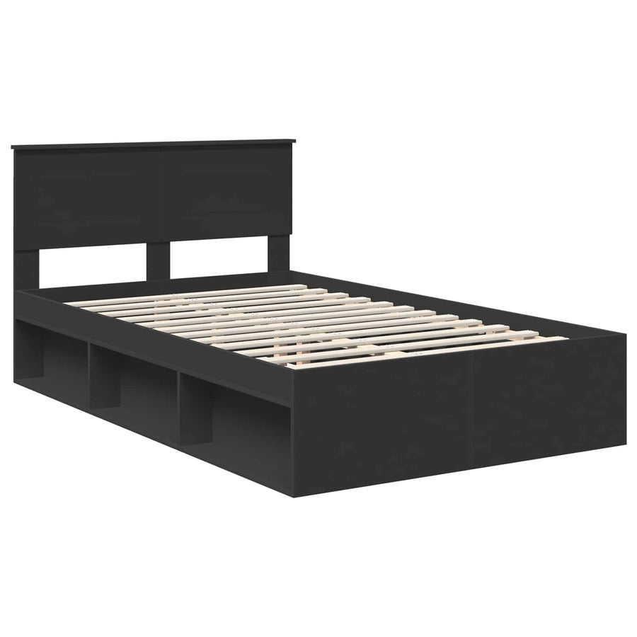Bedframe met hoofdeinde Zwart 120 x 200 cm Bewerkt hout