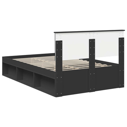 Bedframe met hoofdeinde Zwart 120 x 200 cm Bewerkt hout