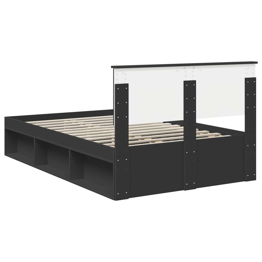 Bedframe met hoofdeinde Zwart 120 x 200 cm Bewerkt hout