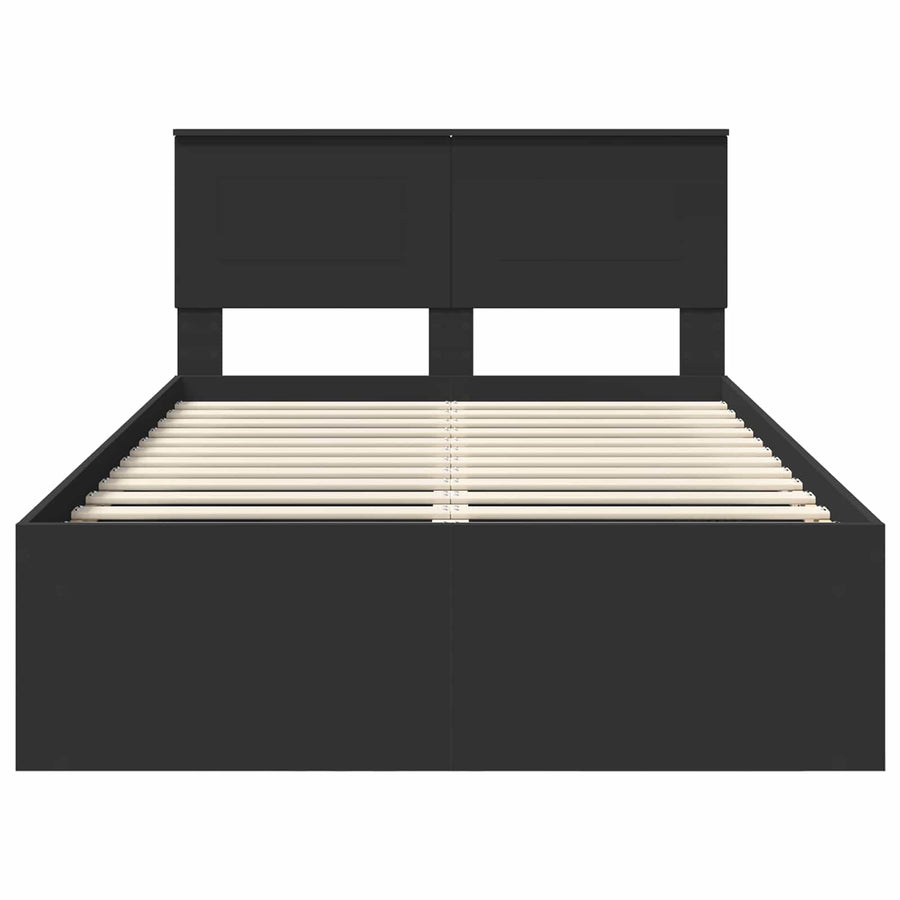 Bedframe met hoofdeinde Zwart 120 x 200 cm Bewerkt hout