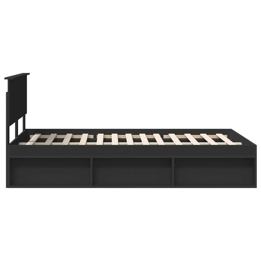 Bedframe met hoofdeinde Zwart 120 x 200 cm Bewerkt hout