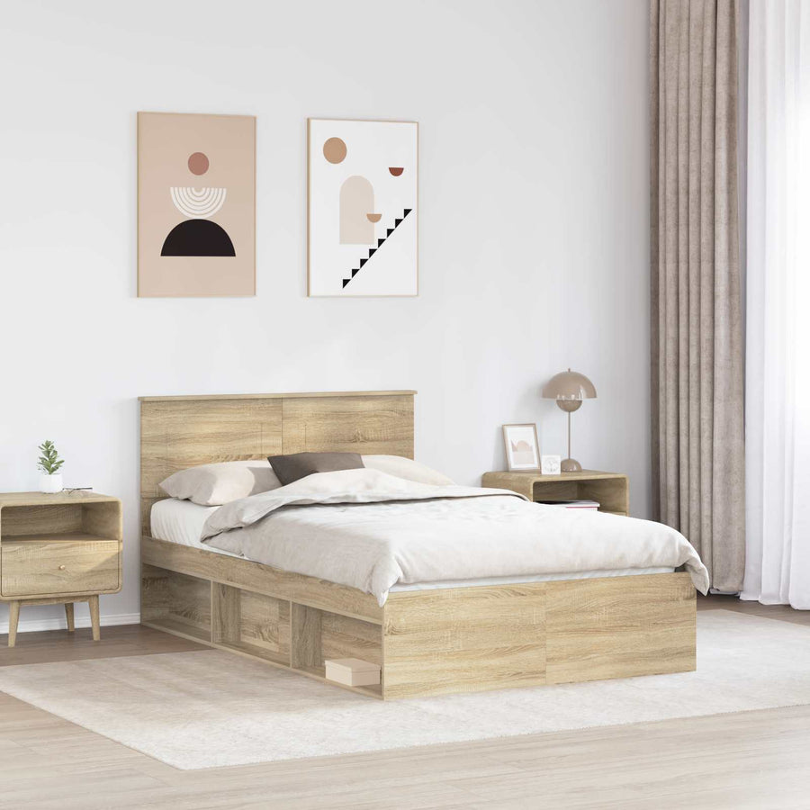 Bedframe met hoofdeinde Sonoma 120 x 200 cm Bewerkt hout