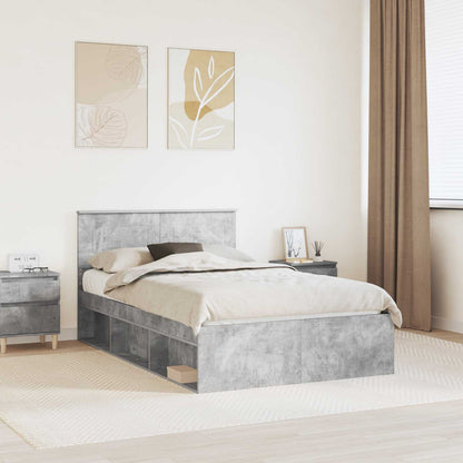 Bedframe Met Hoofdeinde Beton Bewerkt Hout Betongrijs 120 x 200 cm