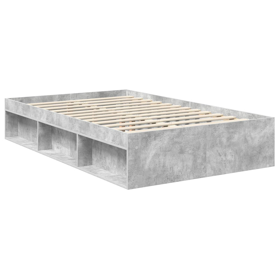 Bedframe Met Hoofdeinde Beton Bewerkt Hout Betongrijs 120 x 200 cm