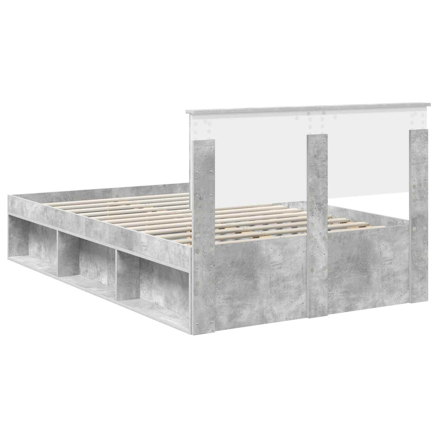 Bedframe Met Hoofdeinde Beton Bewerkt Hout Betongrijs 120 x 200 cm