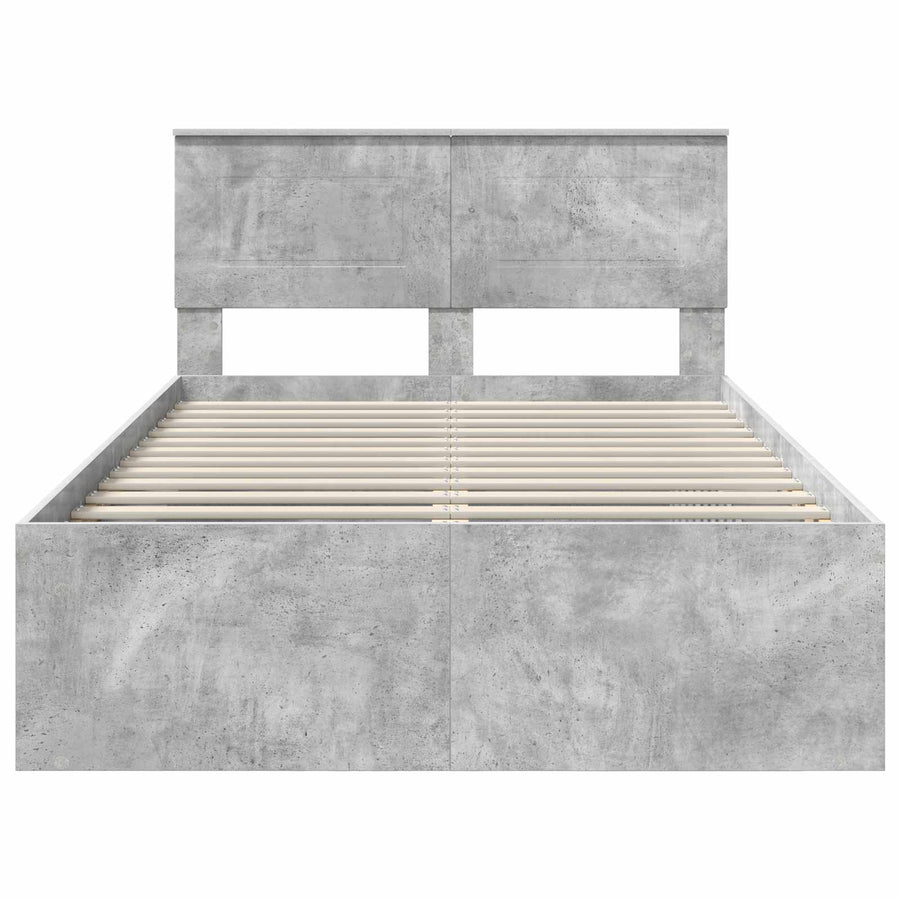 Bedframe Met Hoofdeinde Beton Bewerkt Hout Betongrijs 120 x 200 cm