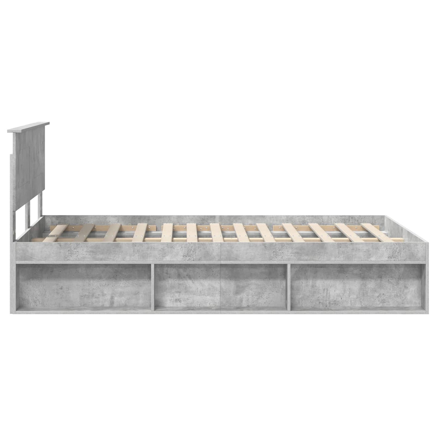 Bedframe Met Hoofdeinde Beton Bewerkt Hout Betongrijs 120 x 200 cm