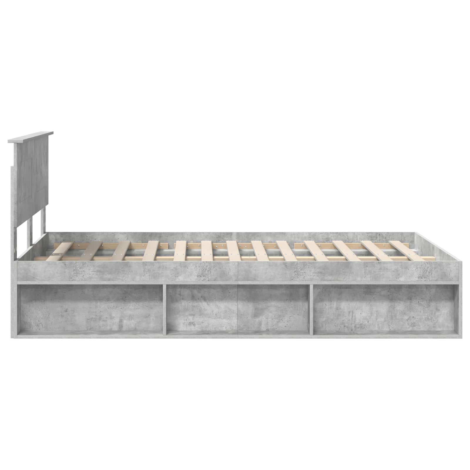 Bedframe Met Hoofdeinde Beton Bewerkt Hout Betongrijs 120 x 200 cm
