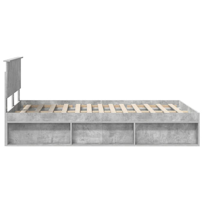 Bedframe Met Hoofdeinde Beton Bewerkt Hout Betongrijs 120 x 200 cm