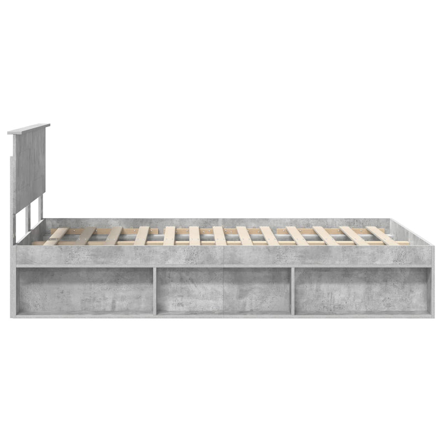 Bedframe Met Hoofdeinde Beton Bewerkt Hout Betongrijs 120 x 200 cm