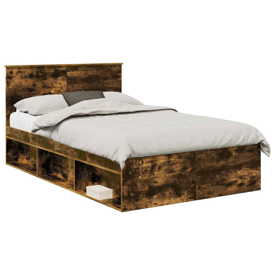 Bedframe met hoofdeinde Gerookt eiken 120 x 200 cm Bewerkt hout