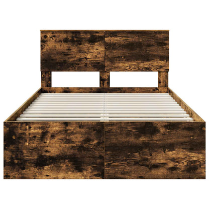 Bedframe met hoofdeinde Gerookt eiken 120 x 200 cm Bewerkt hout