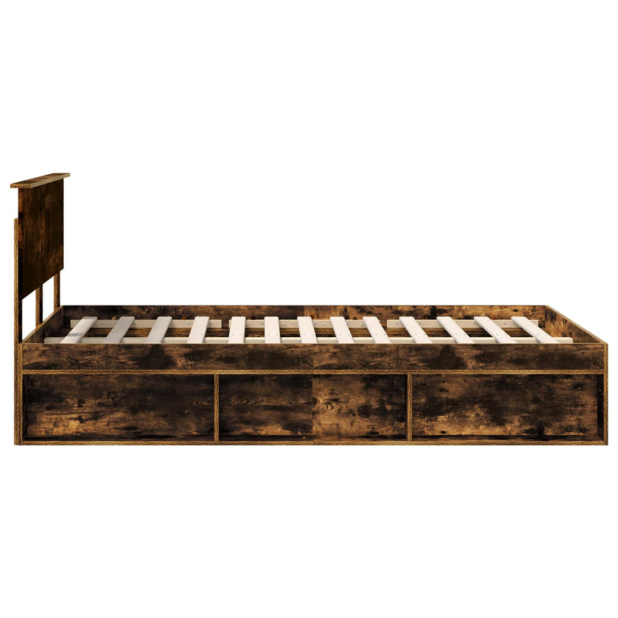 Bedframe met hoofdeinde Gerookt eiken 120 x 200 cm Bewerkt hout