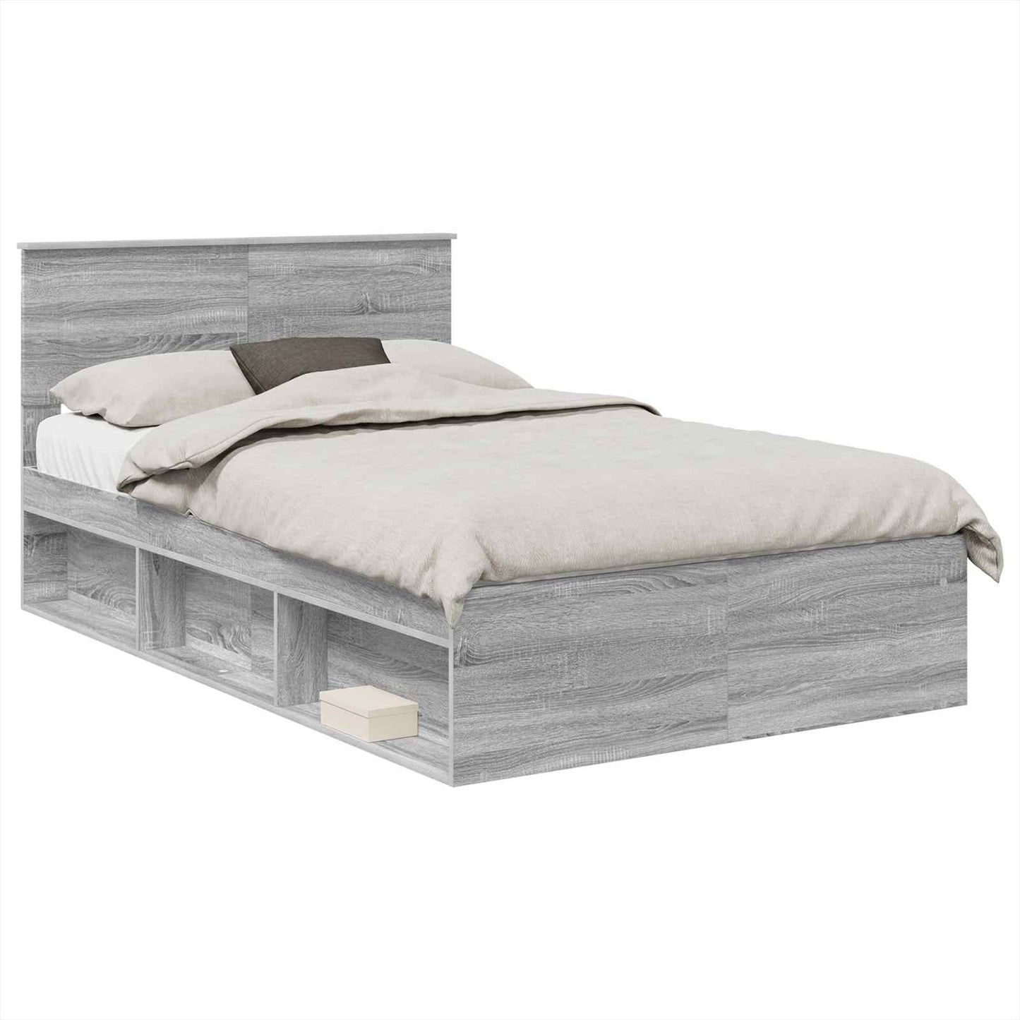 Bedframe Met Hoofdeinde Bewerkt Hout Grijs Sonoma 120 x 200 cm
