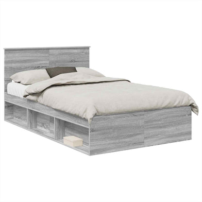 Bedframe Met Hoofdeinde Bewerkt Hout Grijs Sonoma 120 x 200 cm