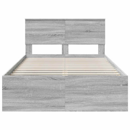 Bedframe Met Hoofdeinde Bewerkt Hout Grijs Sonoma 120 x 200 cm
