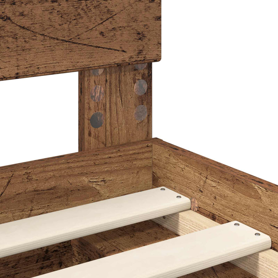Bedframe Met Hoofdeinde Oudhout Bewerkt Hout Oud Hout 120 x 200 cm