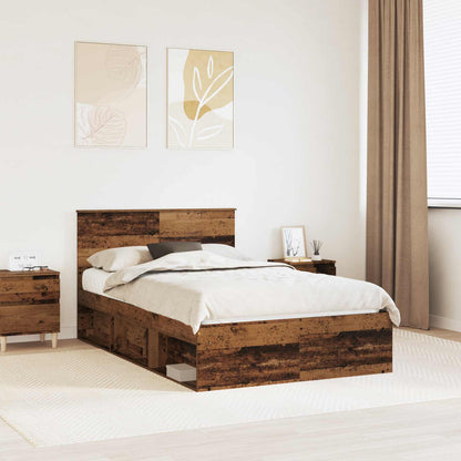 Bedframe Met Hoofdeinde Oudhout Bewerkt Hout Oud Hout 120 x 200 cm