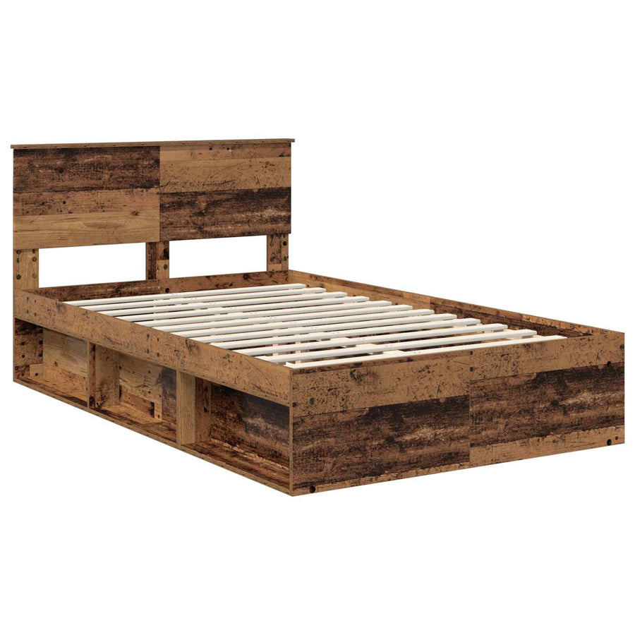 Bedframe Met Hoofdeinde Oudhout Bewerkt Hout Oud Hout 120 x 200 cm