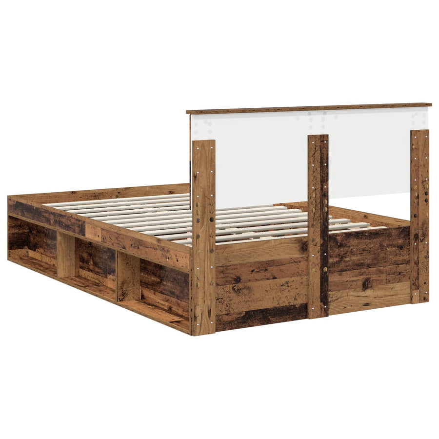 Bedframe Met Hoofdeinde Oudhout Bewerkt Hout Oud Hout 120 x 200 cm