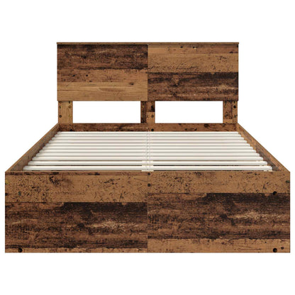 Bedframe Met Hoofdeinde Oudhout Bewerkt Hout Oud Hout 120 x 200 cm