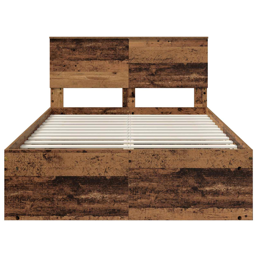 Bedframe Met Hoofdeinde Oudhout Bewerkt Hout Oud Hout 120 x 200 cm
