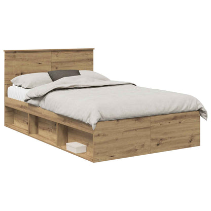 Bedframe Ambachtelijk eiken 120 x 200 cm Bewerkt hout