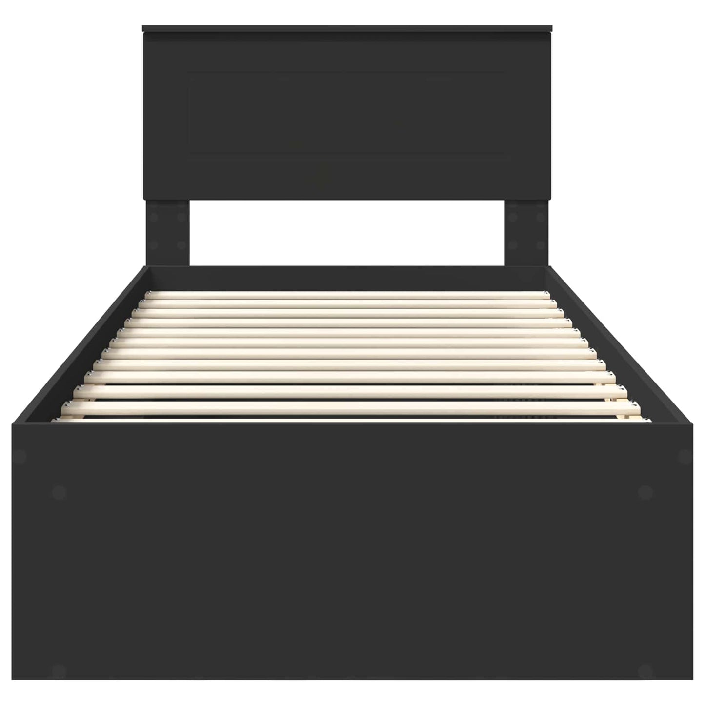 Bedframe Met Hoofdeinde Bewerkt Hout Zwart 100 x 200 cm