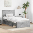 Bedframe 100 x 200 cm grijs bewerkt hout