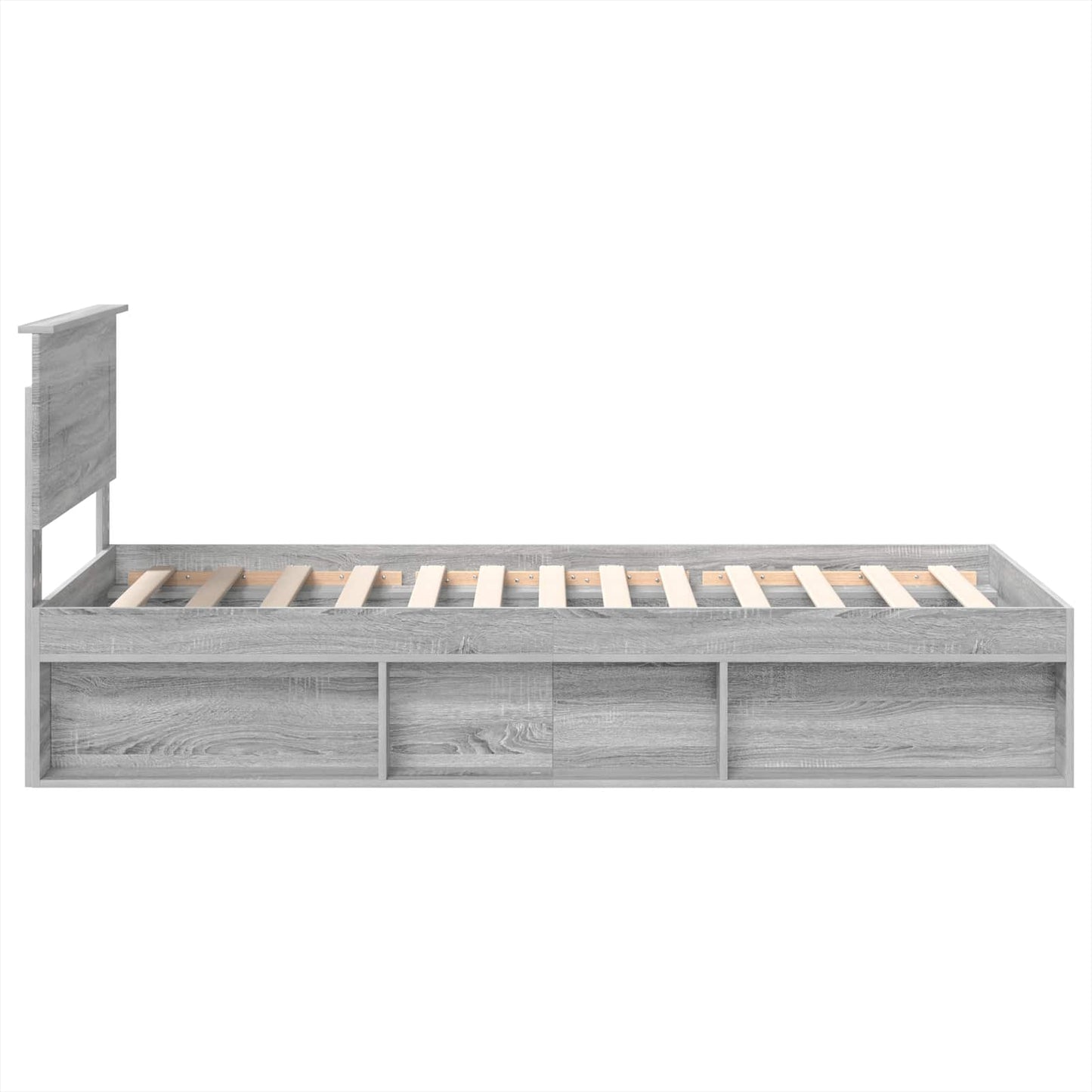 Bedframe Met Hoofdeinde Bewerkt Hout Grijs Sonoma 100 x 200 cm