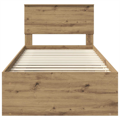 Bedframe Ambachtelijk eiken 100 x 200 cm Bewerkt hout