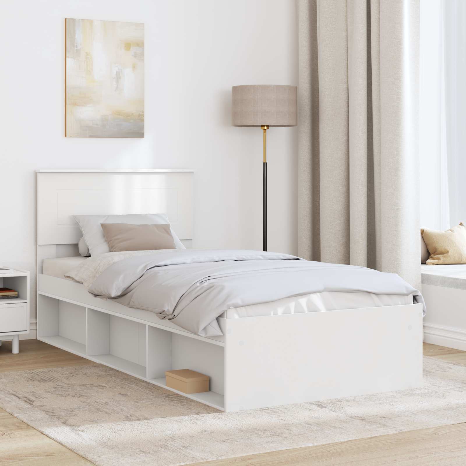 Bedframe met hoofdeinde Wit 90 x 190 cm Bewerkt hout
