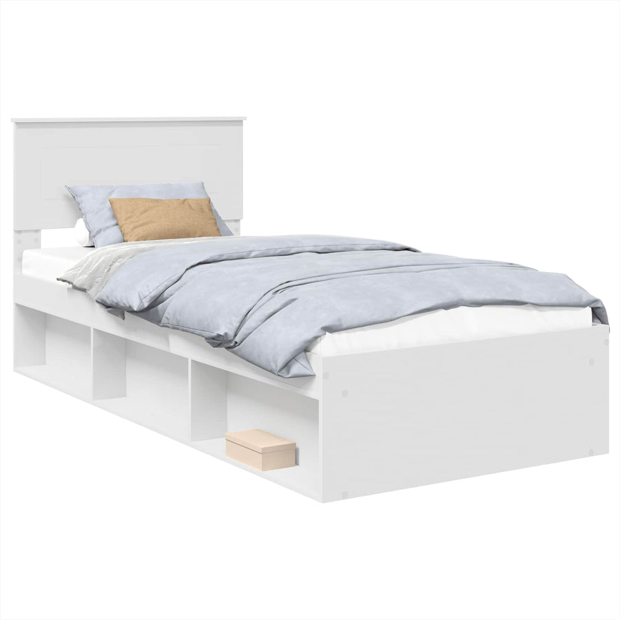 Bedframe met hoofdeinde Wit 90 x 190 cm Bewerkt hout
