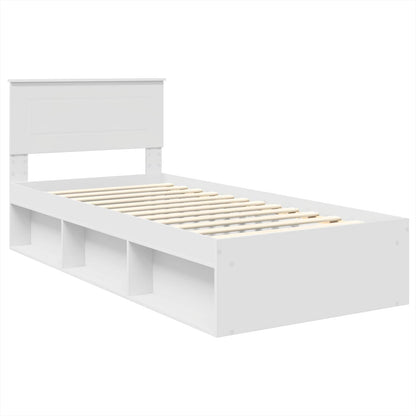 Bedframe met hoofdeinde Wit 90 x 190 cm Bewerkt hout