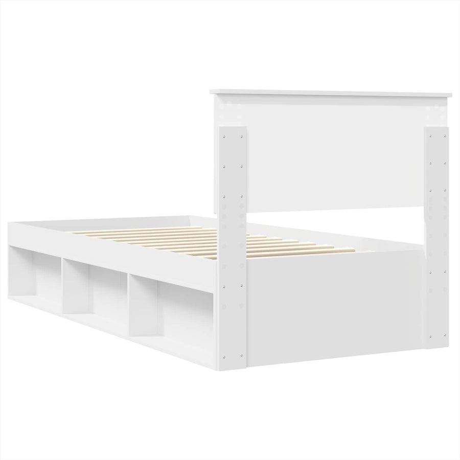 Bedframe met hoofdeinde Wit 90 x 190 cm Bewerkt hout