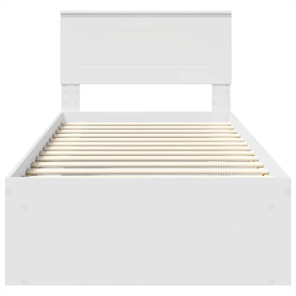 Bedframe met hoofdeinde Wit 90 x 190 cm Bewerkt hout