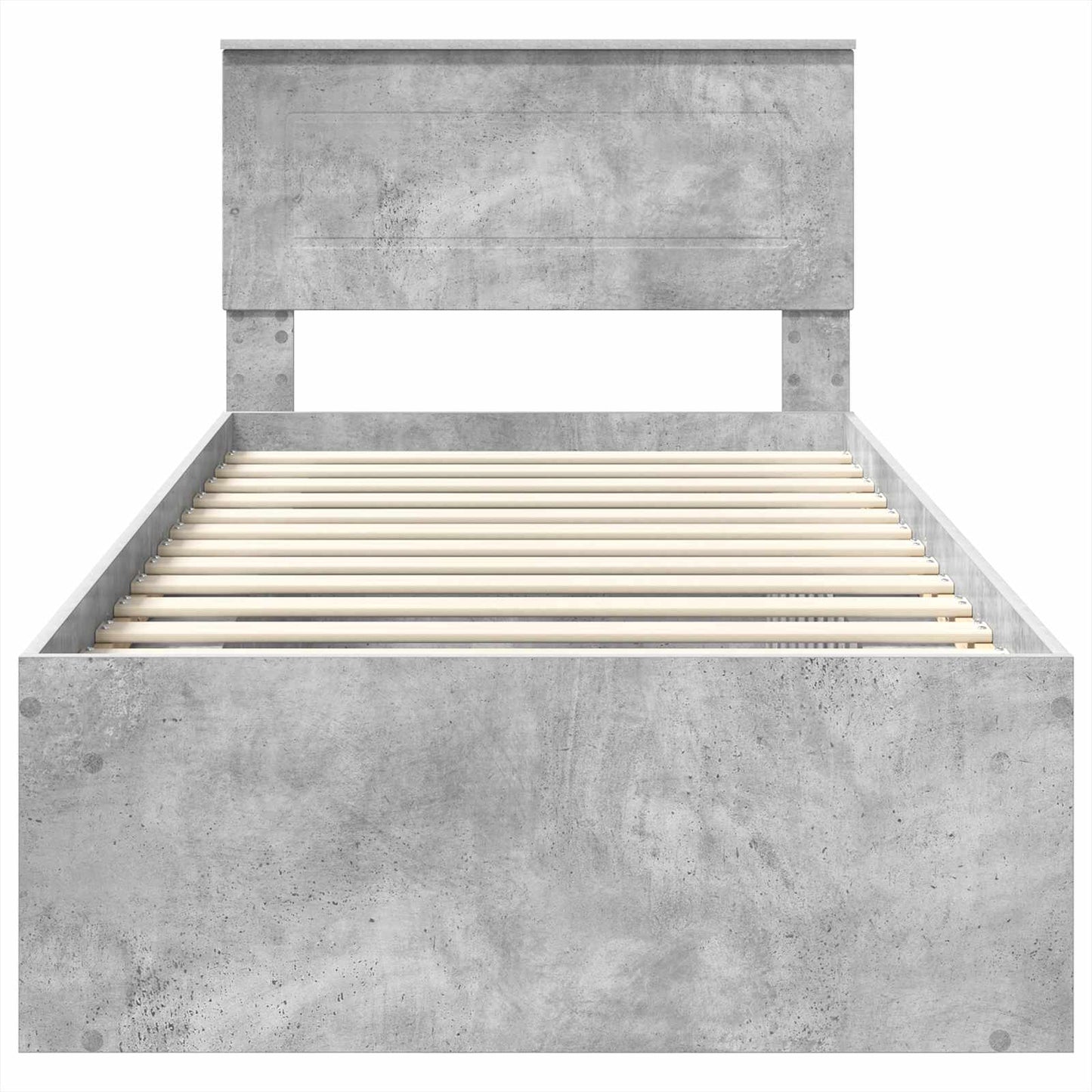 Bedframe Met Hoofdeinde Beton Bewerkt Hout Betongrijs 90 x 200 cm