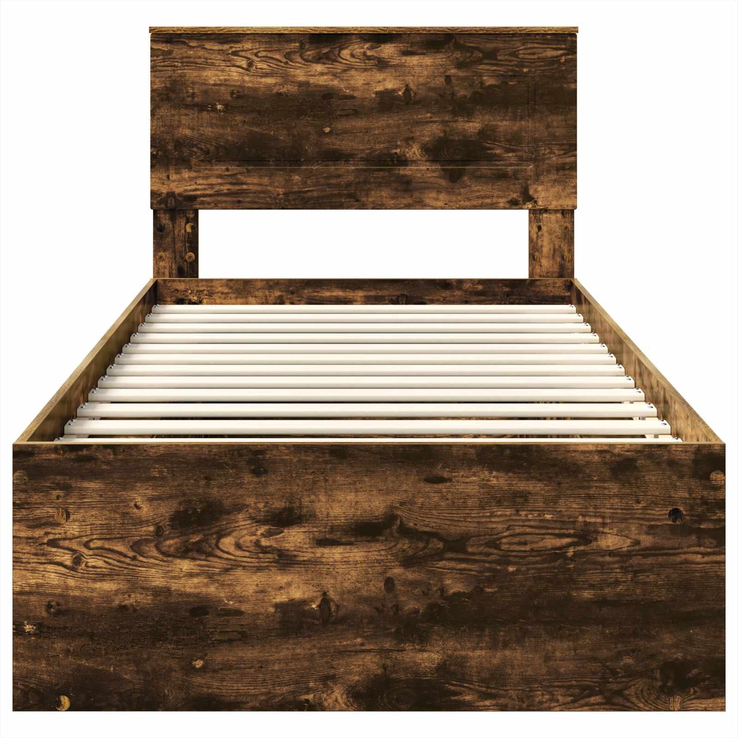 Bedframe Met Hoofdeinde Bewerkt Hout Gerookt Eiken 90 x 200 cm