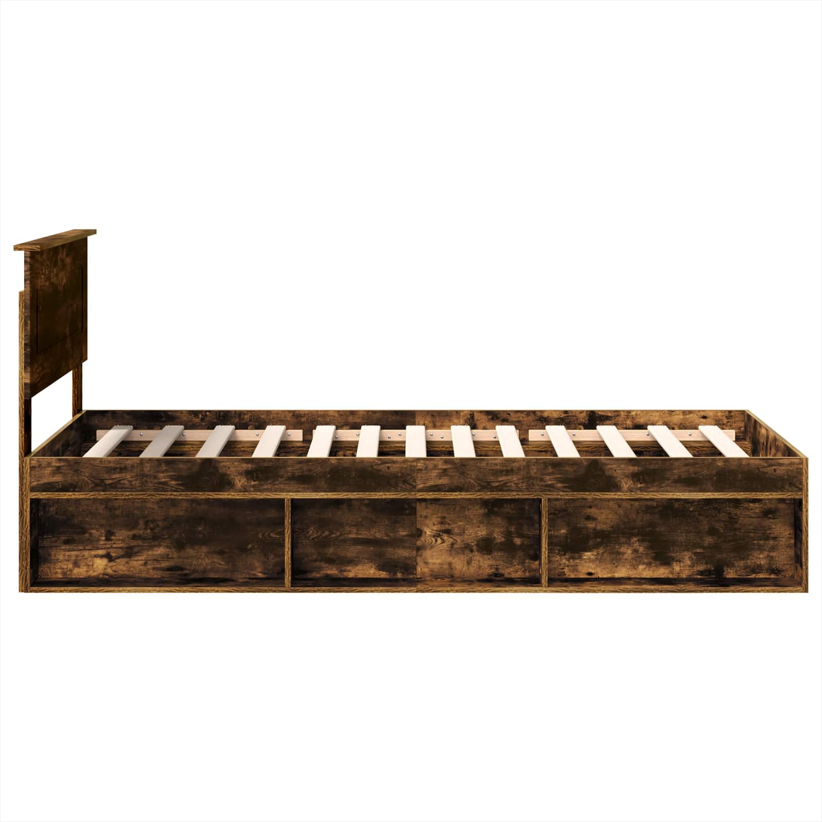 Bedframe Met Hoofdeinde Bewerkt Hout Gerookt Eiken 90 x 200 cm