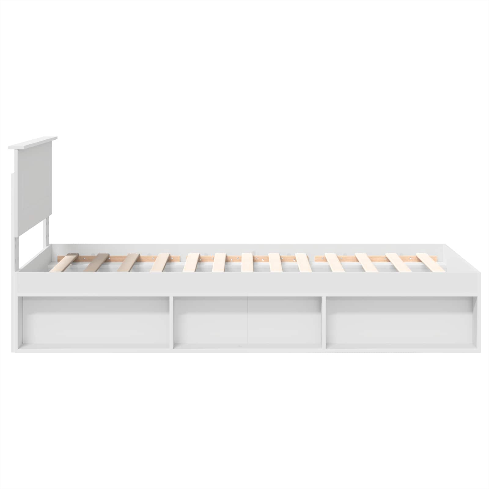 Bedframe Met Hoofdeinde Bewerkt Hout Wit 75 x 190 cm