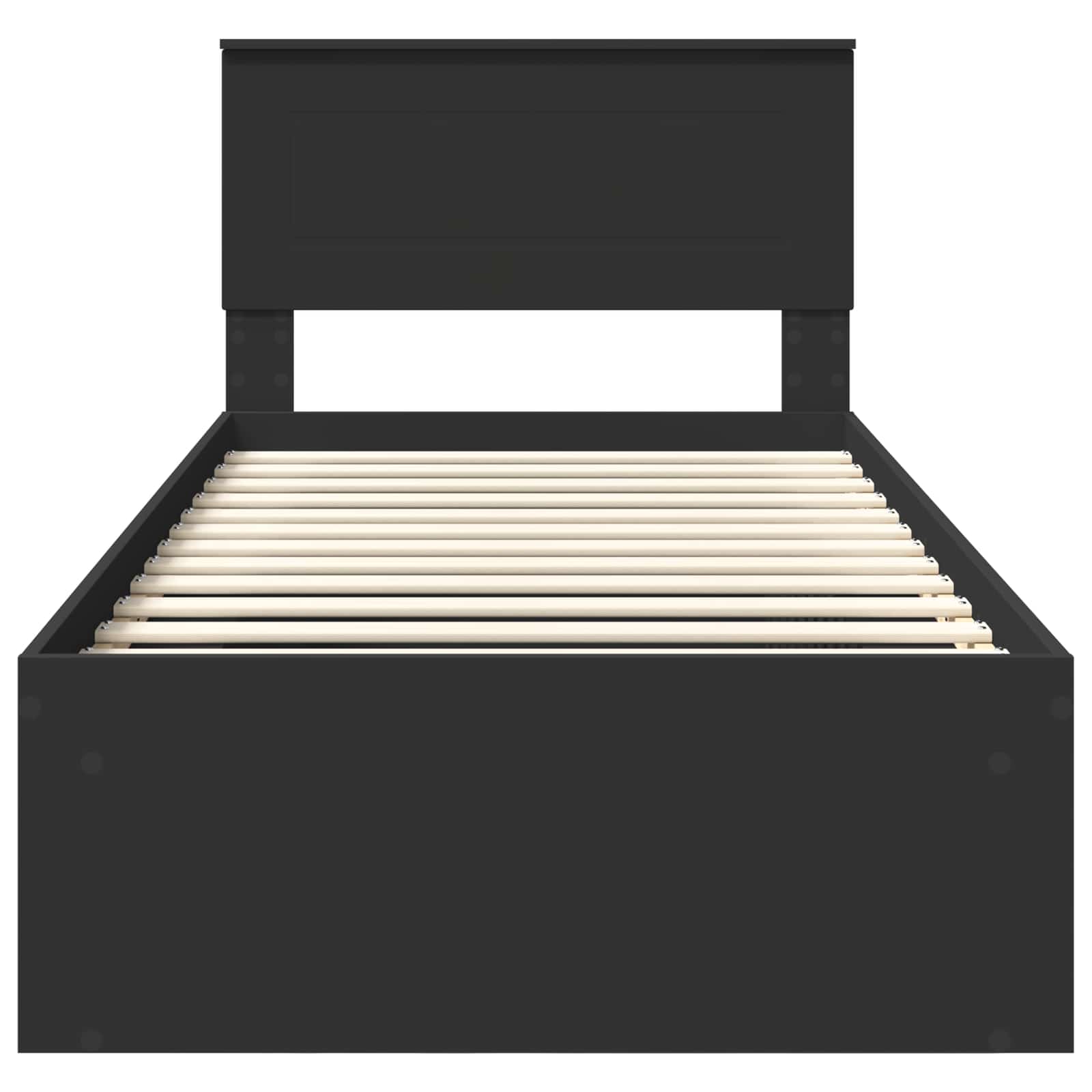 Bedframe Met Hoofdeinde Bewerkt Hout Zwart 75 x 190 cm