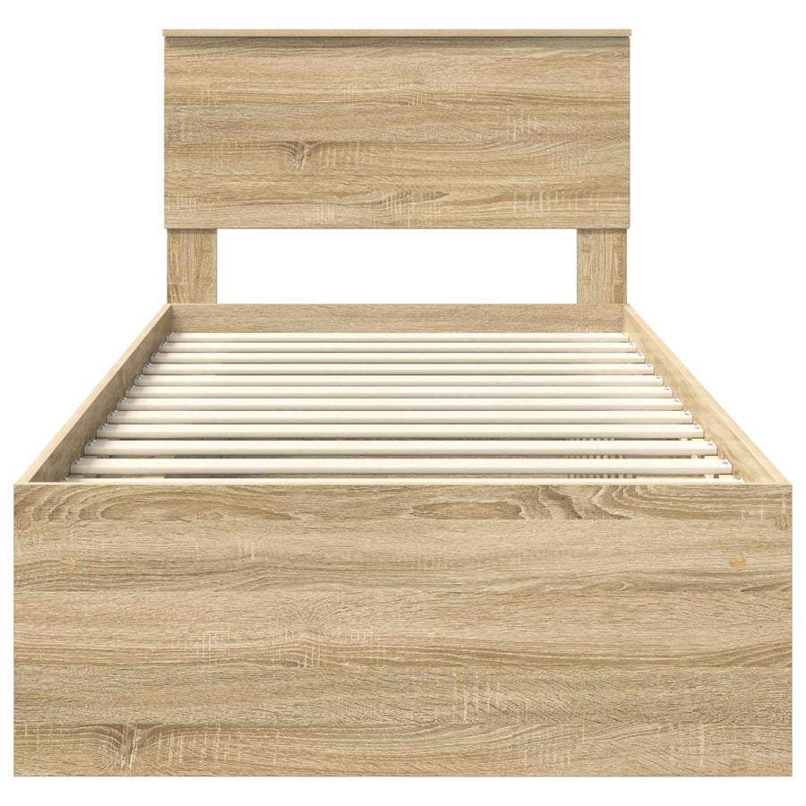 Bedframe met hoofdeinde Sonoma Eiken 75 x 190 cm Bewerkt hout