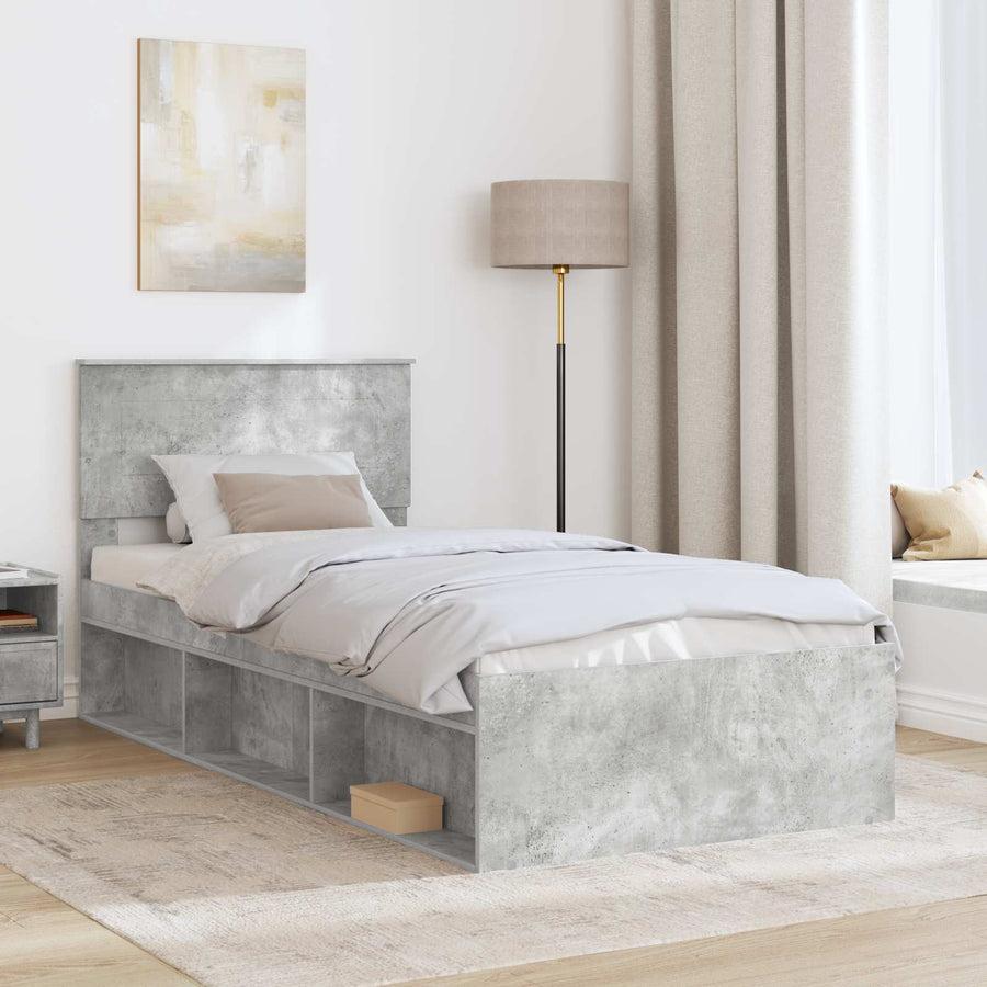 Bedframe met hoofdeinde Concerte Grijs 75 x 190 cm Bewerkt hout