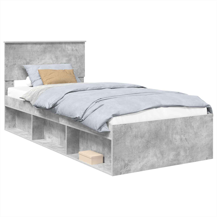 Bedframe met hoofdeinde Concerte Grijs 75 x 190 cm Bewerkt hout
