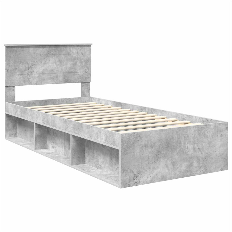 Bedframe met hoofdeinde Concerte Grijs 75 x 190 cm Bewerkt hout