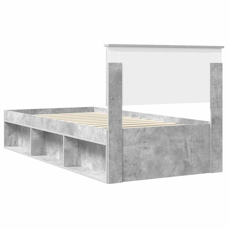 Bedframe met hoofdeinde Concerte Grijs 75 x 190 cm Bewerkt hout